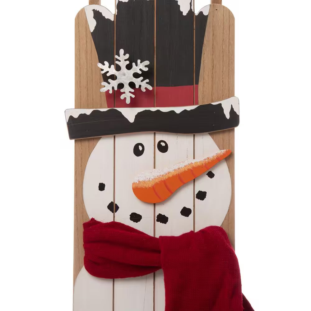 42 In. H Wooden Christmas Snowman Porch Sign