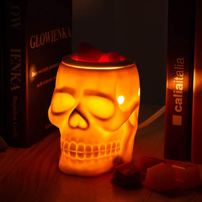 Halloween Wax Melt Warmer, Ceramic Skull Scentsy Wax Warmer for Scented Wax Melts, Electric Wax Melter Warmer for Candle & Fragrance Cubes