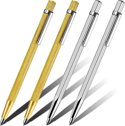 Scriber Marking Tools, 4Pcs Premium Aluminium Tungsten Carbide Tip Scriber, Etching Engraving Scriber Pen for Glass, Ceramics, Metal Sheet