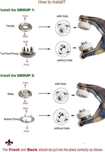 Snap Fasteners Kit - 100 Sets 10Mm Pearl Prong Snap Buttons with Fastener Pliers Press Tool Kit for Sewing Crafting (White)