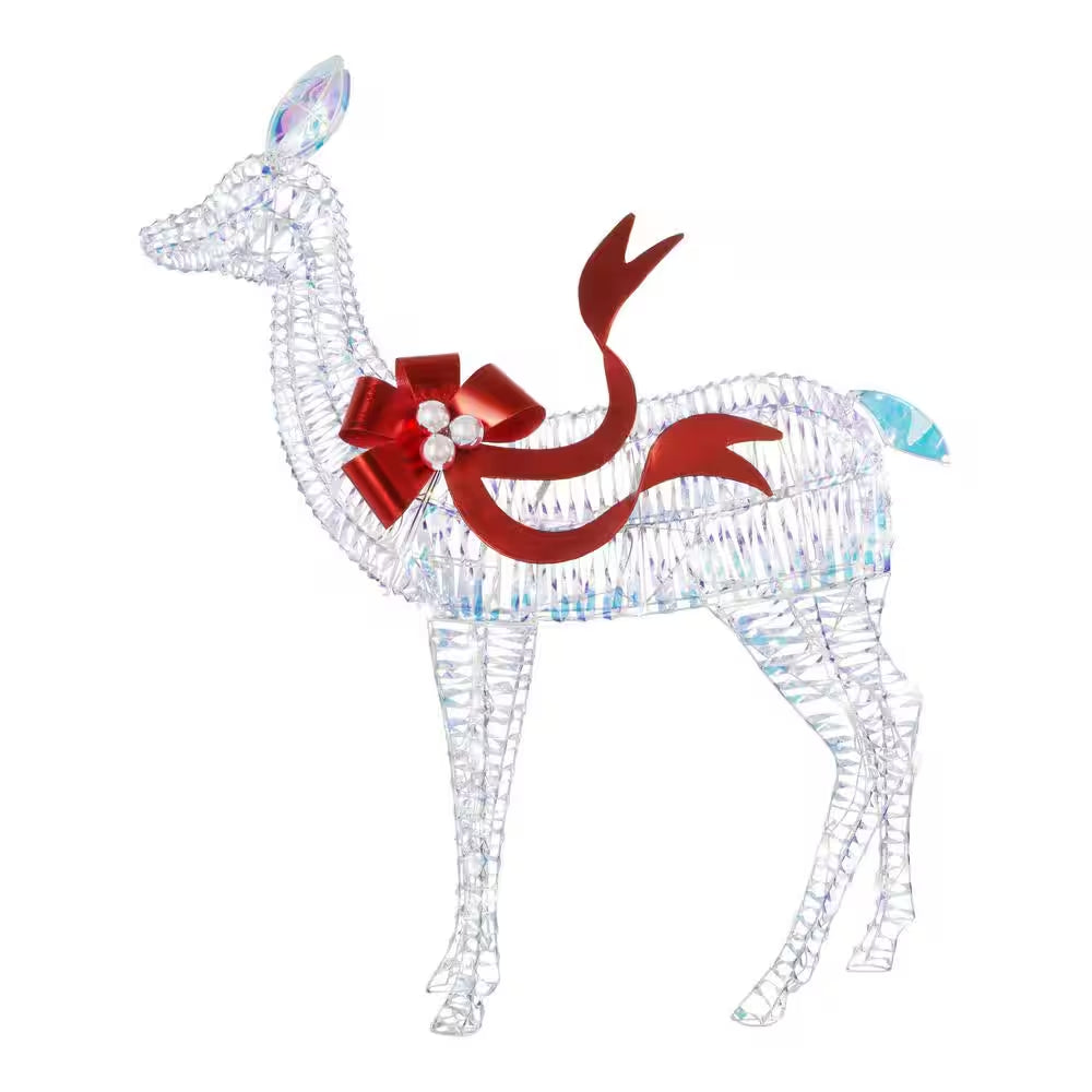 4 Ft. Iridescent Twist LED Iridescent Reindeer Holiday Yard Decoration Y30