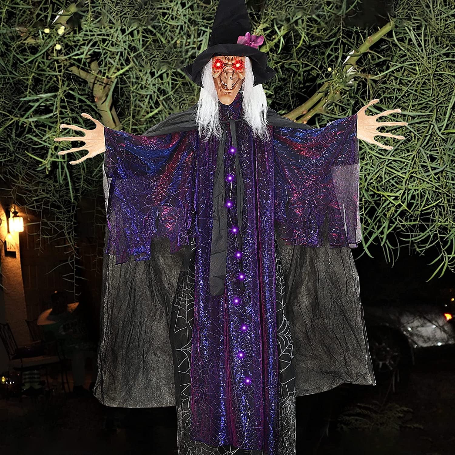 Halloween Animated Props for Halloween Party, Haunted House, Indoor Outdoor Decorations (Hanging Witch)