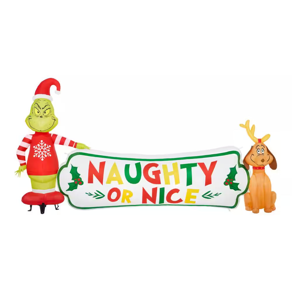 9 Ft. W LED Grinch with Naughty or Nice Christmas Airblown® Inflatable