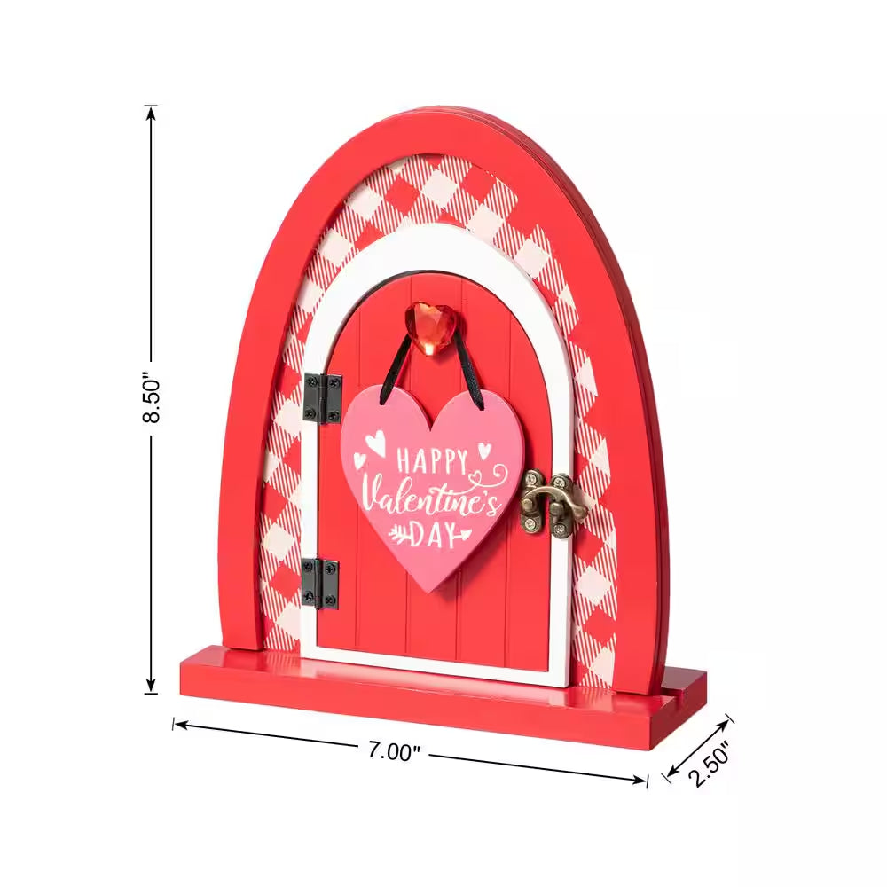 Valentine'S 8.5 In. H Wooden Door-Shaped Photo Frame Table Decor