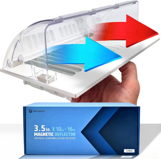 Powerful Magnetic Vent Air & Heat Deflector (2 Pack) for Ceiling, Floor and Wall - Will Never Fall off - Adjustable from 9.2” to 16” - Super Strong Neodymium Magnets (Upgraded Design) | Patent Pending