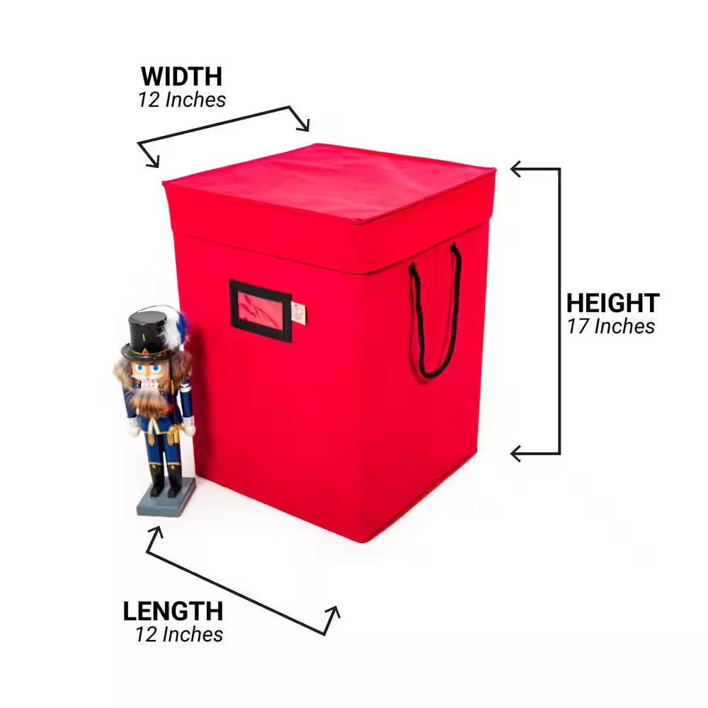 16 In. Red Canvas Collectible Nutcracker Storage Box (Holds 9 Figurines)