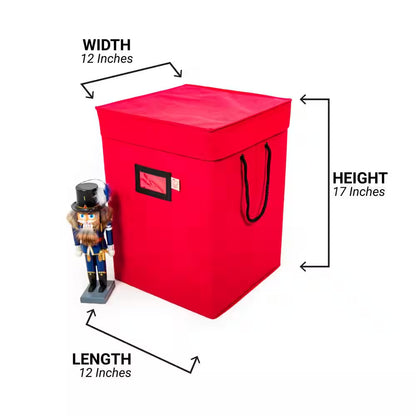 16 In. Red Canvas Collectible Nutcracker Storage Box (Holds 9 Figurines)