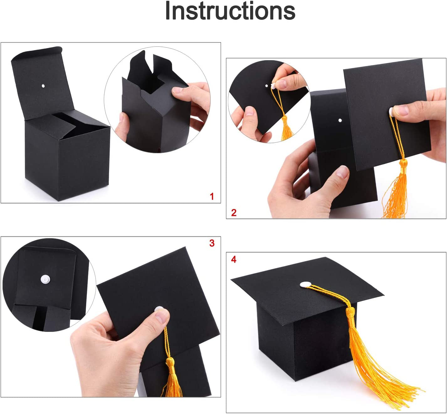 Graduation Decorations, 30PCS Graduation Candy Box DIY Grad Cap Box for Graduation Gift Graduation Party Favors Decor Party Supplies