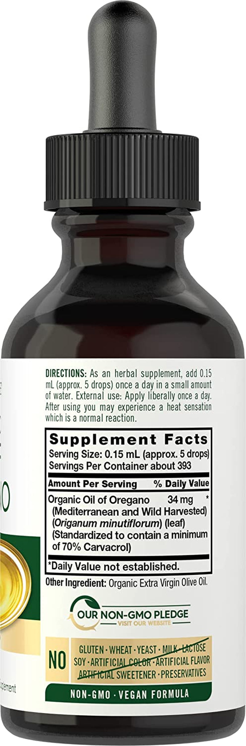 Organic Oil of Oregano Liquid Drops | 2 Fl Oz | Vegan Herbal Supplement | Non-Gmo, Gluten Free