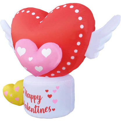 5 Ft. Light up Valentine'S Day Flying Hearts with Wings Inflatable