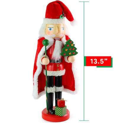 13.5 In. Wooden Santa Nutcracker- Holiday Nutcracker Santa Figure Home Decoration