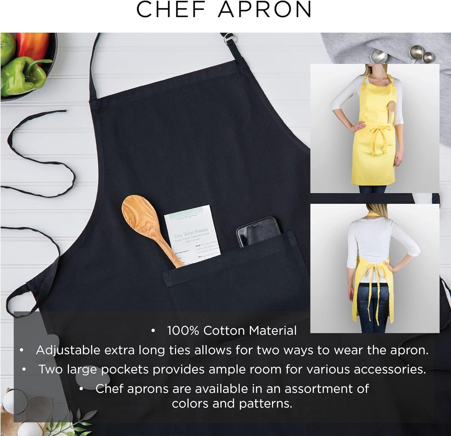 Unisex Kitchen Christmas Apron for Women & Men Adjustable Ties and Large Front Pockets