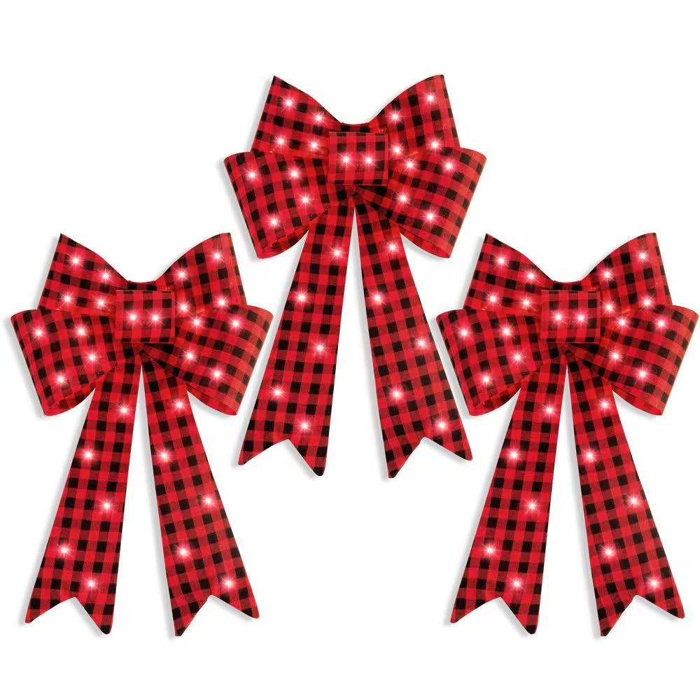 2 Ft. LED Pre-Lit Christmas Bows Holiday Yard Decor (Set of 3)