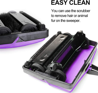 Carpet Sweeper Cleaner for Home Office Low Carpets Rugs Undercoat Carpets Pet Hair Dust Scraps Paper Small Rubbish Cleaning with a Brush Purple