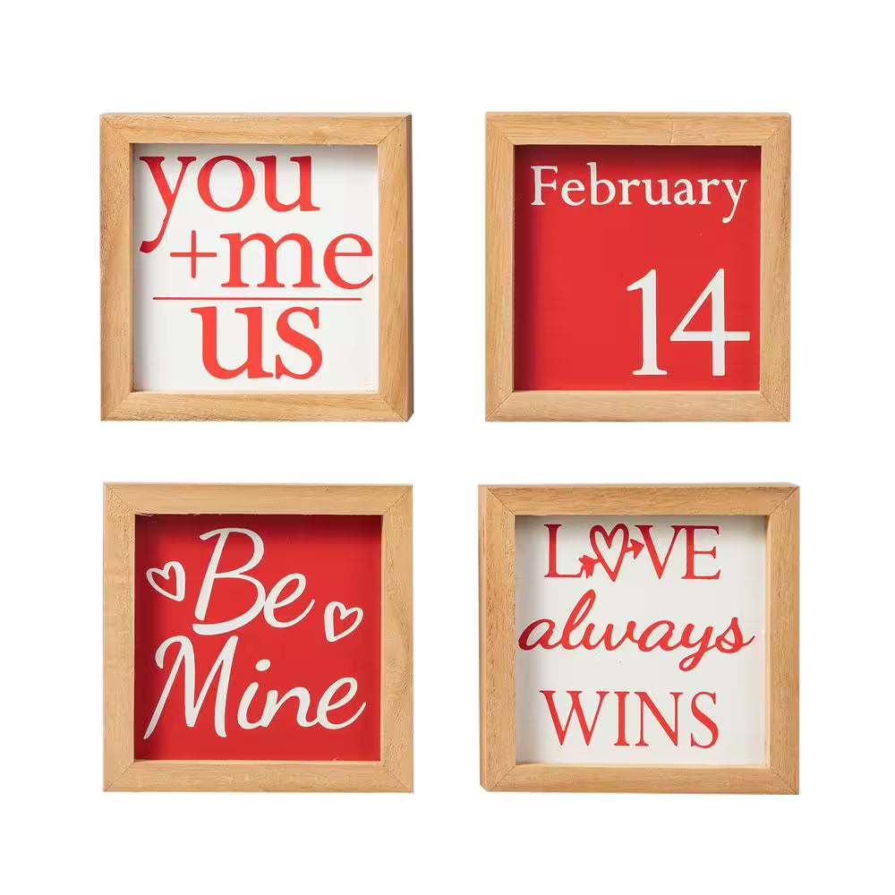 Valentine'S 4 In. H Wooden Block Table Decor (Set of 4 )