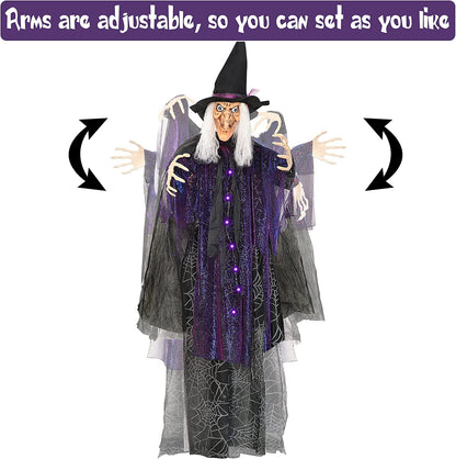 Halloween Animated Props for Halloween Party, Haunted House, Indoor Outdoor Decorations (Hanging Witch)