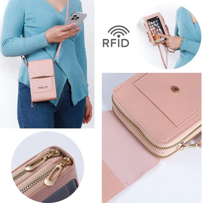 Anti-Theft Leather Bag,Small Crossbody Cell Phone Purse Wallet for Women,Rfid Block Phone Purse Crossbody with Shoulder Strap