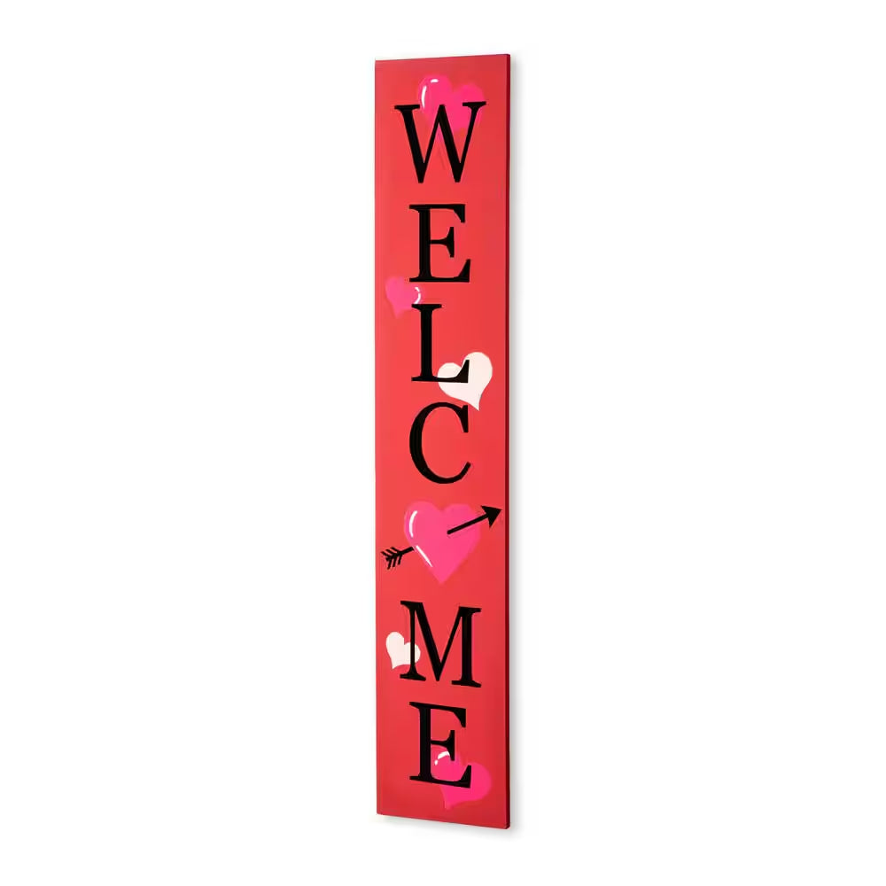 36 In. H Valentine'S Wooden Welcome Porch Sign