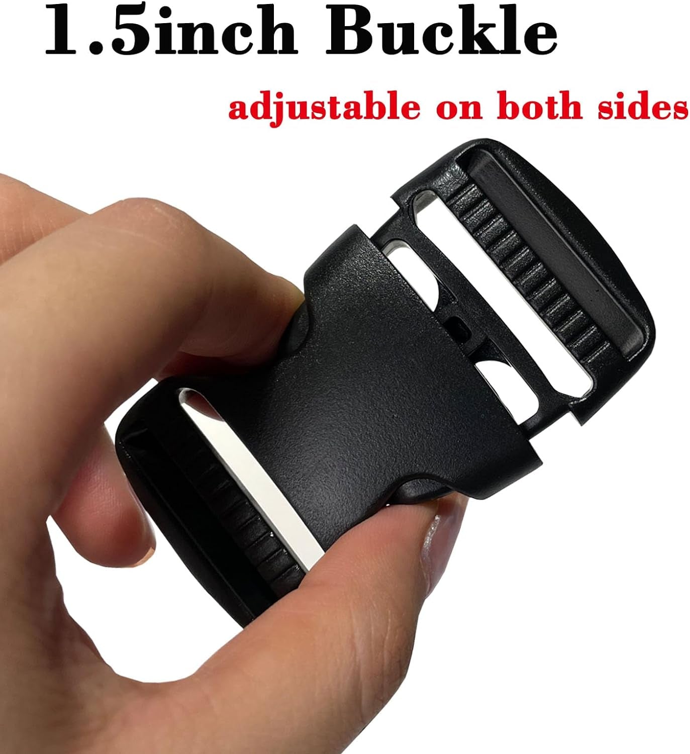 Flat Dual Adjustable Plastic Quick Side Release Plastic Buckles and Tri-Glide, Black, 4 Set 1.5 Inch+8 Set Tri-Glide Slide