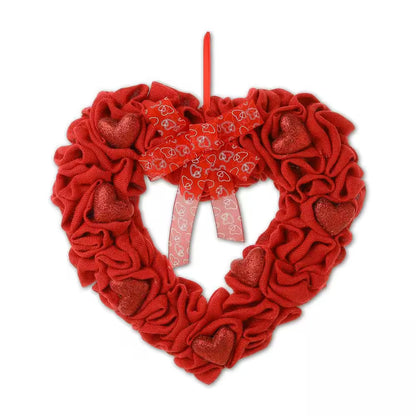 17.75 In. H Valentine Fabric Heart Wreath