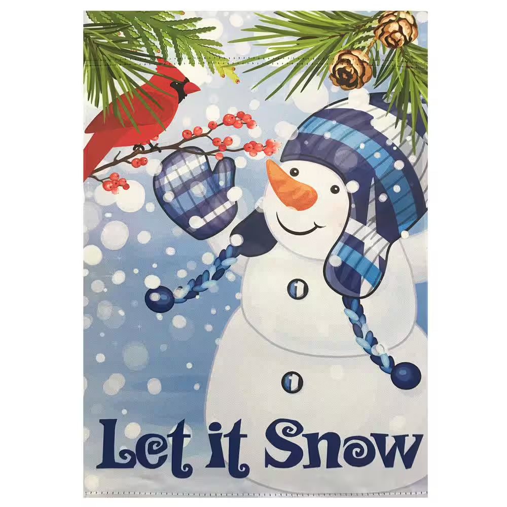 12.5 In. X 18 In. Let It Snow Snowman and Cardinal Outdoor Garden Flag