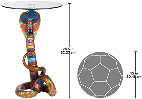 Design Toscano Renenutet Egyptian Cobra Snake Goddess Side End Table, 16 Inches Wide, 16 Inches Deep, 24 Inches High, Full Color Finish