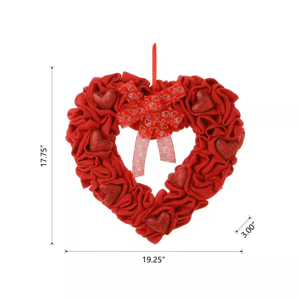 17.75 In. H Valentine Fabric Heart Wreath