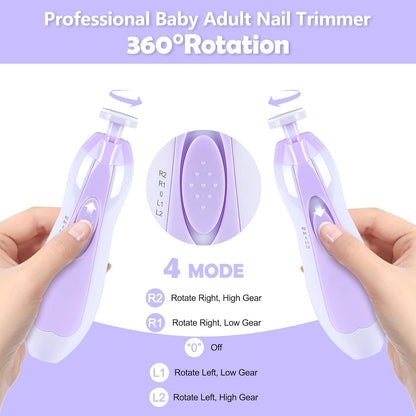 Baby Nail Trimmer Electric, Baby Nail Clippers Safe Baby Nail File Kit Manicure Set, Trim Polish Grooming Kit for Newborn Infant Toddler or Adults