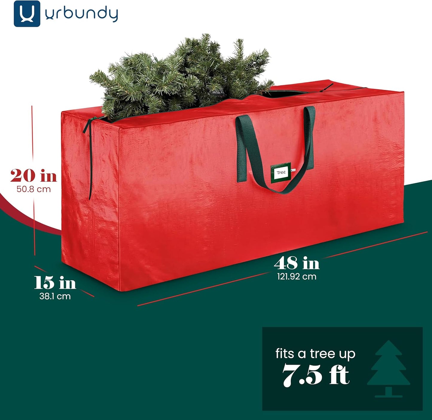 Heavy Duty Christmas Tree Storage Bag 7.5 Ft - Christmas Tree Bag Red - Tree Bags for Storage - Xmas Tree Storage Bag Holds 7.5 Ft Christmas Tree Bag for All Year round Christmas Storage