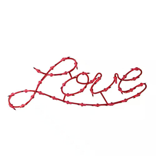 17 In. 35-Light Red Incandescent Lighted Love Script Valentine'S Day Window Silhouette