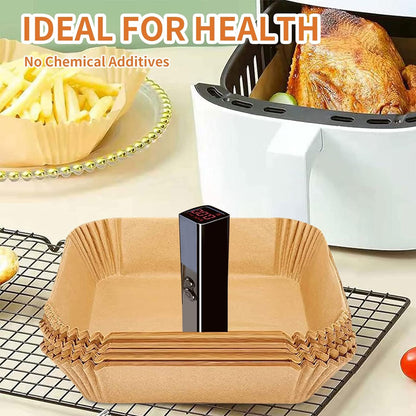 50Pcs Air Fryer Liner, Baking Disposable Air Fryer Parchment Paper, Multipurpose Oil-Absorbing Paper Tray