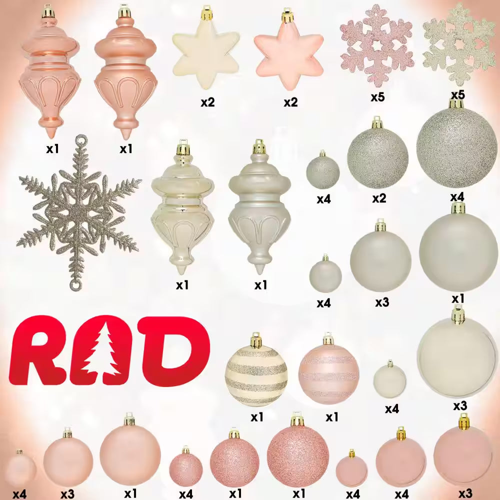 RN'D Christmas Snowflake Ball Ornaments - Christmas Hanging Snowflake and Ball Ornament Assortment Set with Hooks