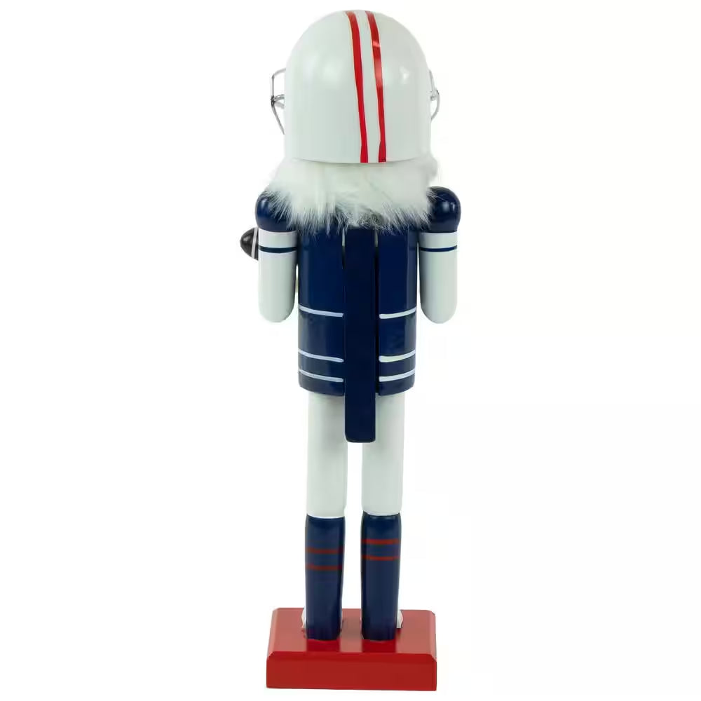 14 In. Red and White Wooden Christmas Nutcracker Football Player