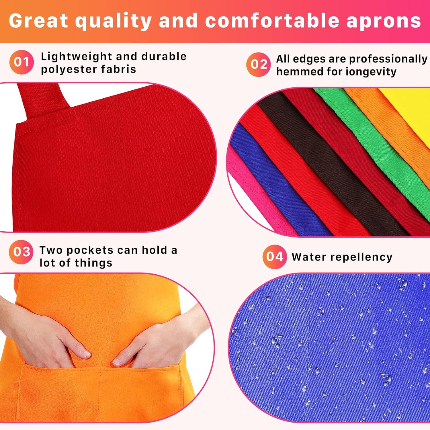 8 Pack Plain Bib Aprons Bulk,Mixed Color Apron with 2 Front Pockets,Washable Blank Aprons for Kitchen Cooking Crafting BBQ Painting Drawing,8 Colors