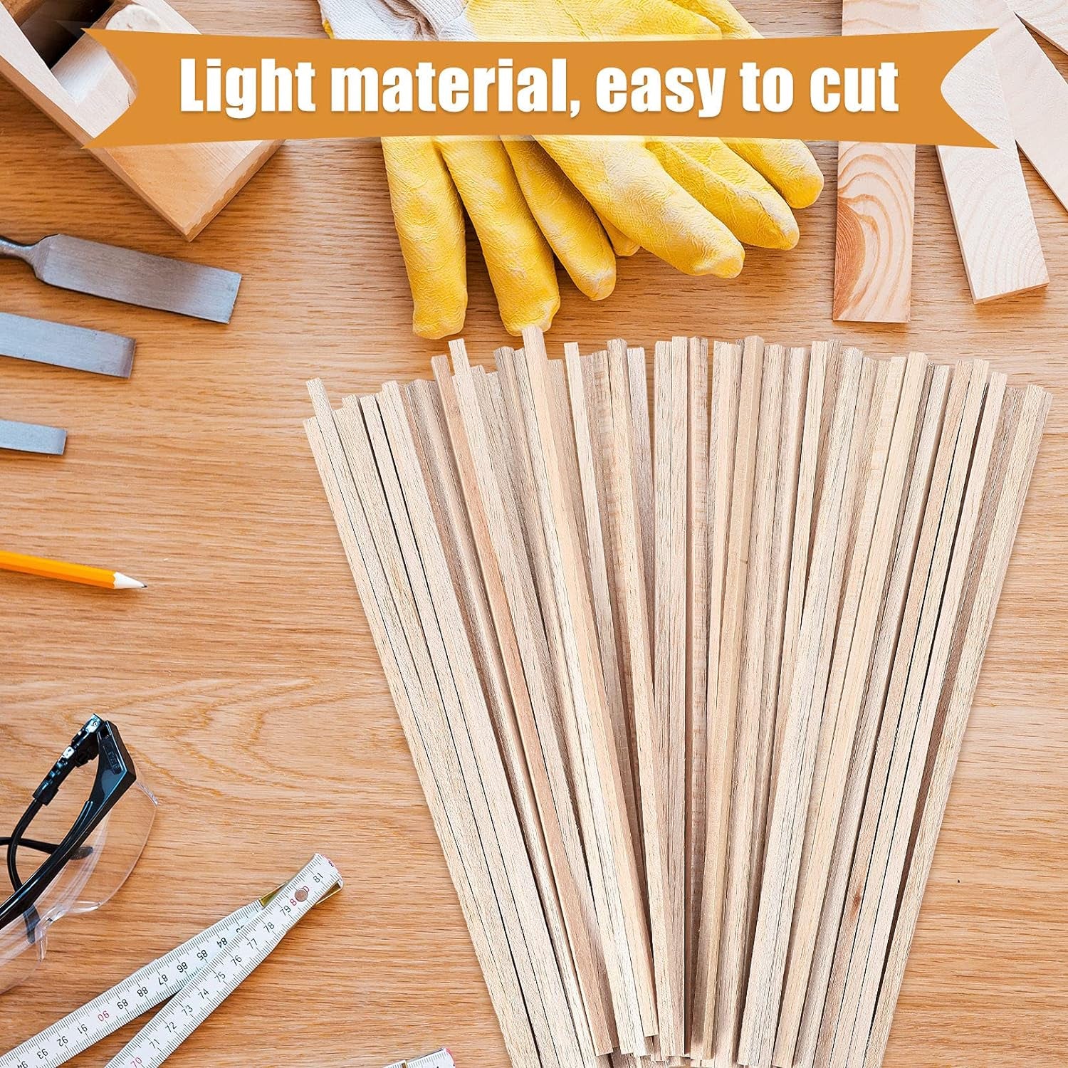 Balsa Wood Sticks 1/4 X 1/4 X 12 Inch Hardwood Square Dowels Rods Unfinished Wooden Strips for Crafts DIY Projects Models Making Supplies(30 Pieces)