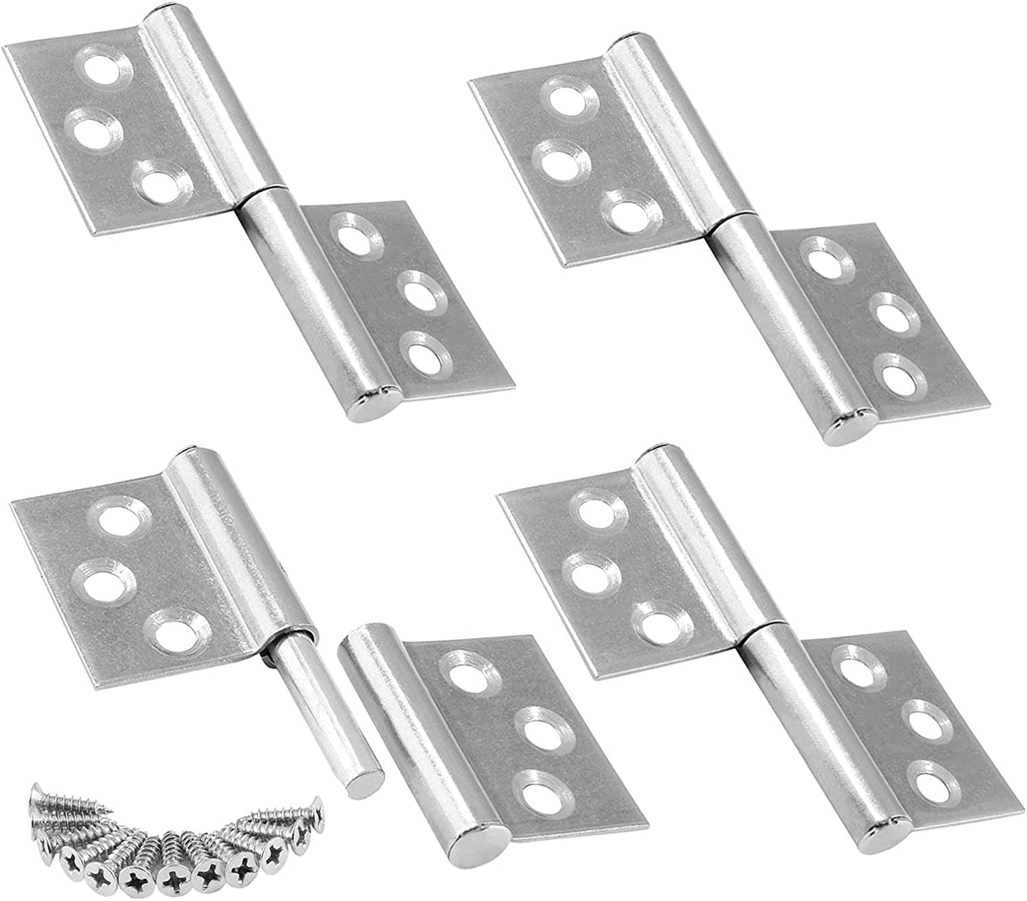 4Pcs 3 Inch Lift off Hinges, 304 Stainless Steel Detachable Hinges, Detachable Door Hinge for Window Cabinet Door