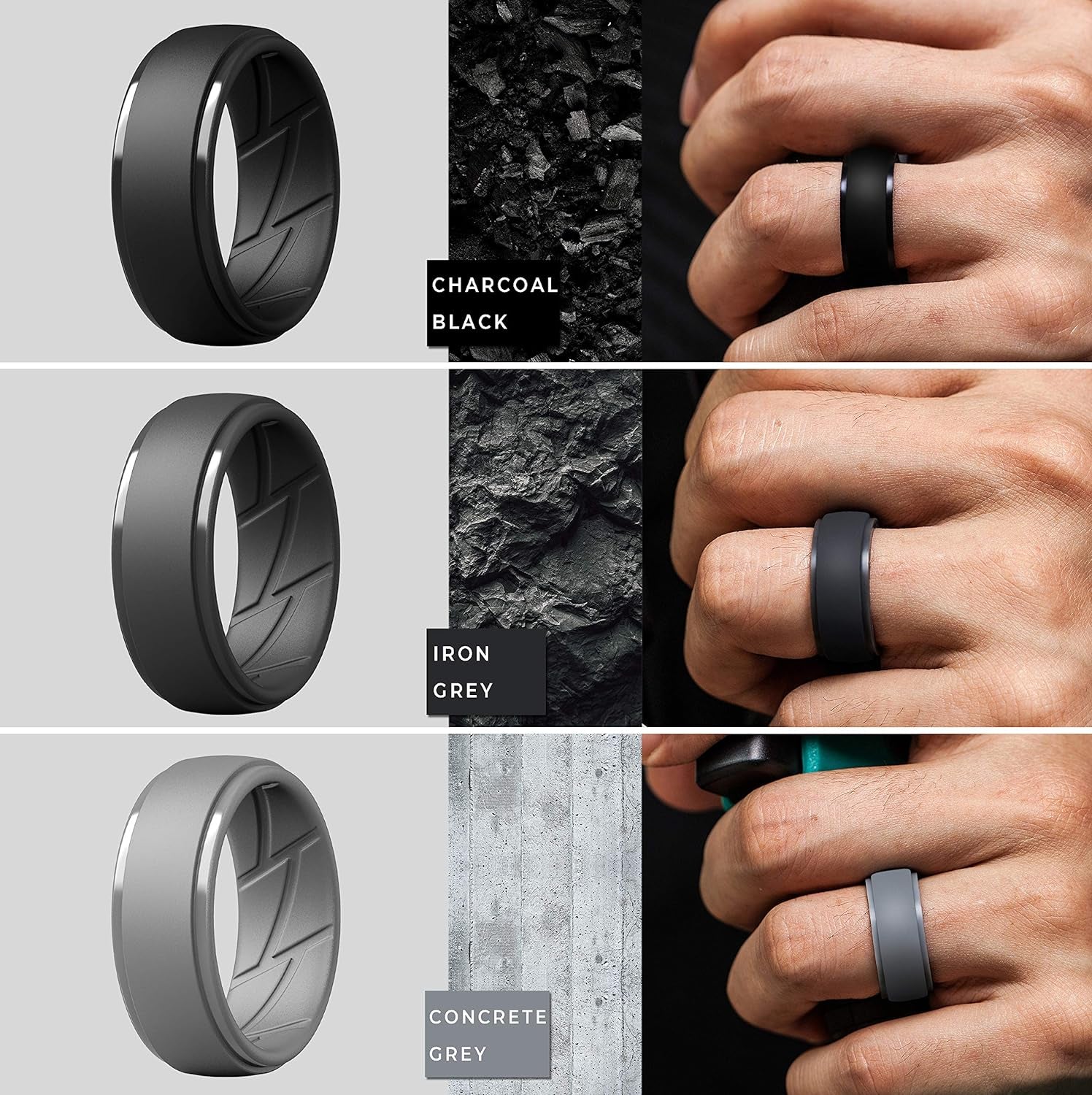 Thunderfit Silicone Ring Men, Breathable with Air Flow Grooves - 10Mm Wide - 2.5Mm Thick