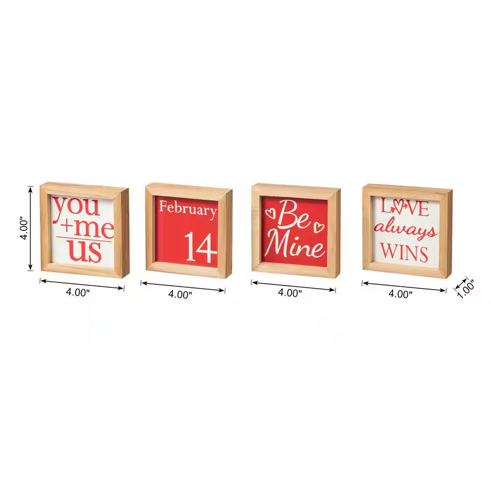 Valentine'S 4 In. H Wooden Block Table Decor (Set of 4 )