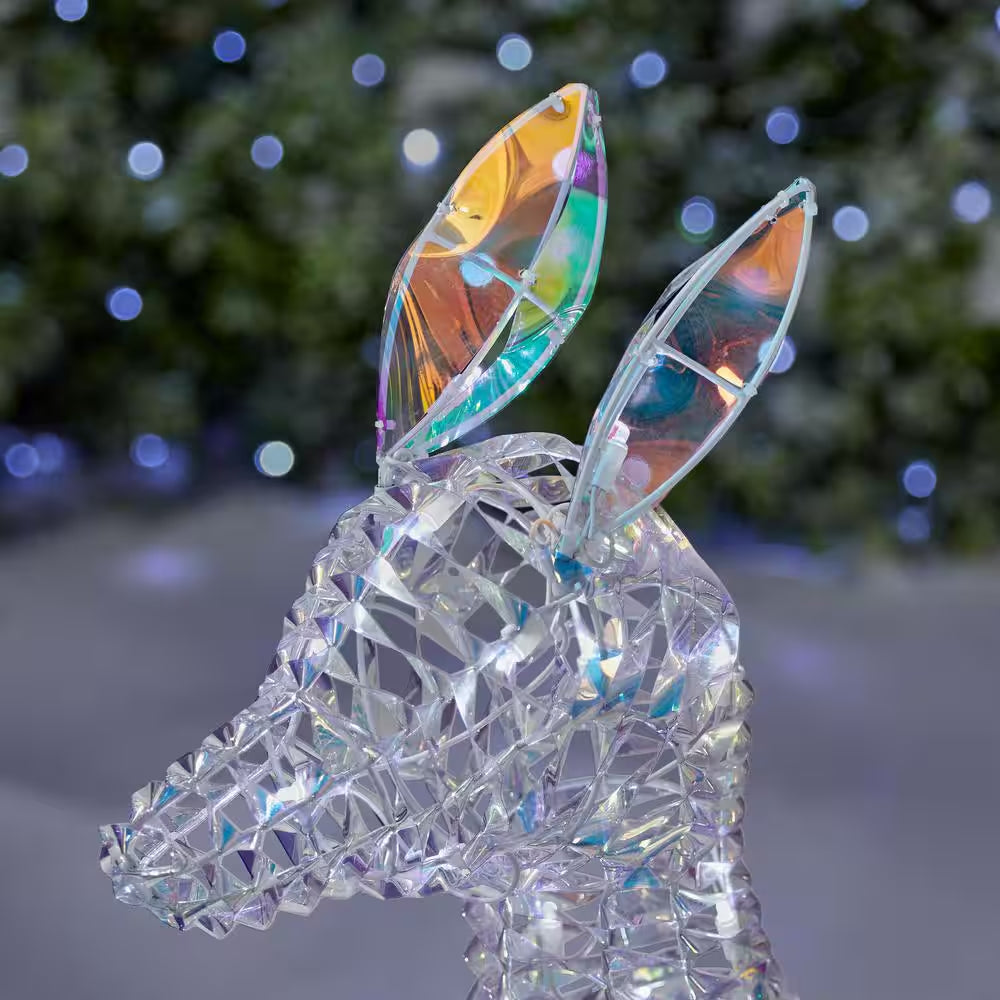 4 Ft. Iridescent Twist LED Iridescent Reindeer Holiday Yard Decoration Y30