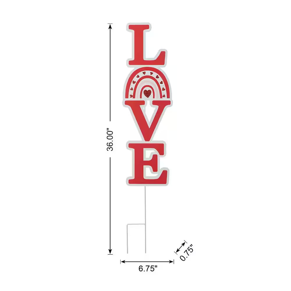 36 In. H Valentine'S Metal Rainbow In.Love In. Yard Stake（Kd, 2 Function)