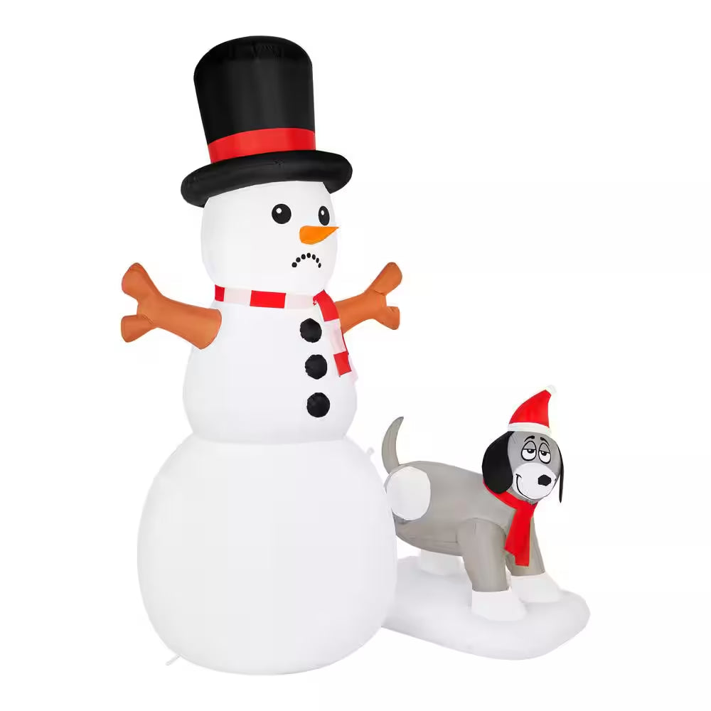 6 Ft. Animated LED Snowman and Dog Scene Christmas Airblown® Inflatable