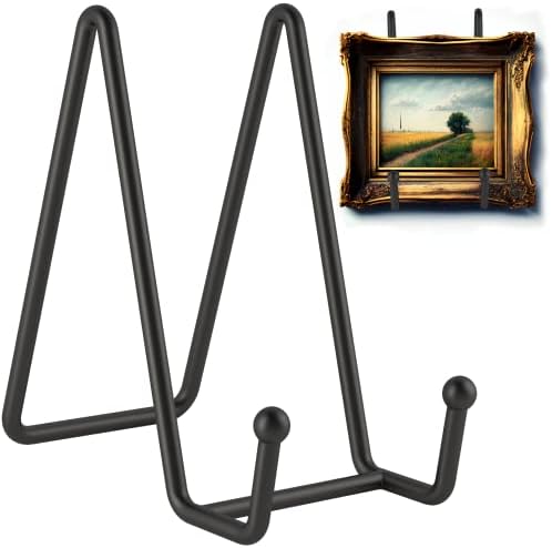 2 Pack 6 Inch Plate Stands for Display, Black Iron Plate Holder Display Stand, Metal Frame Holder Stand for Picture, Decorative Plate Dish, Book, Photo Easel and Tabletop Artistic Work