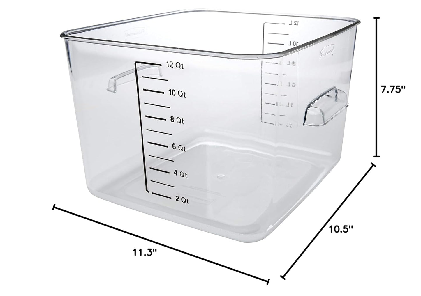 Commercial Products, Space Saving Square Food Storage Container, 12 Quart, Clear, for Kitchen/Sous Vide/Meal Prep