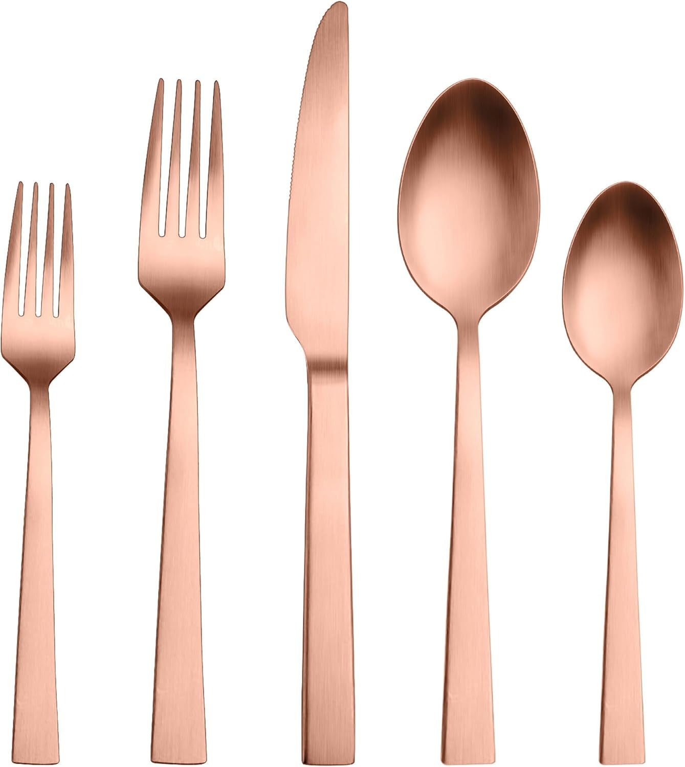 Silverware Set,  20 Pieces Stainless Steel Square Flatware Set for 4, Modern Tableware Eating Utensils for Kitchen, Matte Finish, Dishwasher Safe – Copper