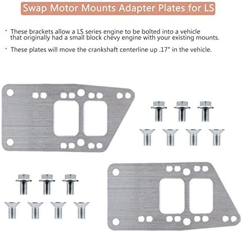 for LS Swap Motor Mounts Adapter Plates - Universal Swap Bracket Small Block LS Conversion Adjustable Fit for LS1 LS3 LS2 LQ4 LQ9 LS6 L92 L99 L33 LR4 Billet Aluminum for SBC Vehicle to LS Engine