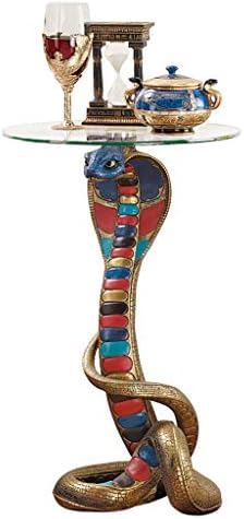 Design Toscano Renenutet Egyptian Cobra Snake Goddess Side End Table, 16 Inches Wide, 16 Inches Deep, 24 Inches High, Full Color Finish