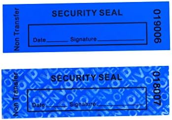 TamperSeals Group - 100pcs Non Transfer Tamper Proof Security Warranty "VoidOpen" Labels/Stickers/Seals for The Reusable Package or Expensive Surface (Blue, 1 x 3.35 inches, Serial Numbers)