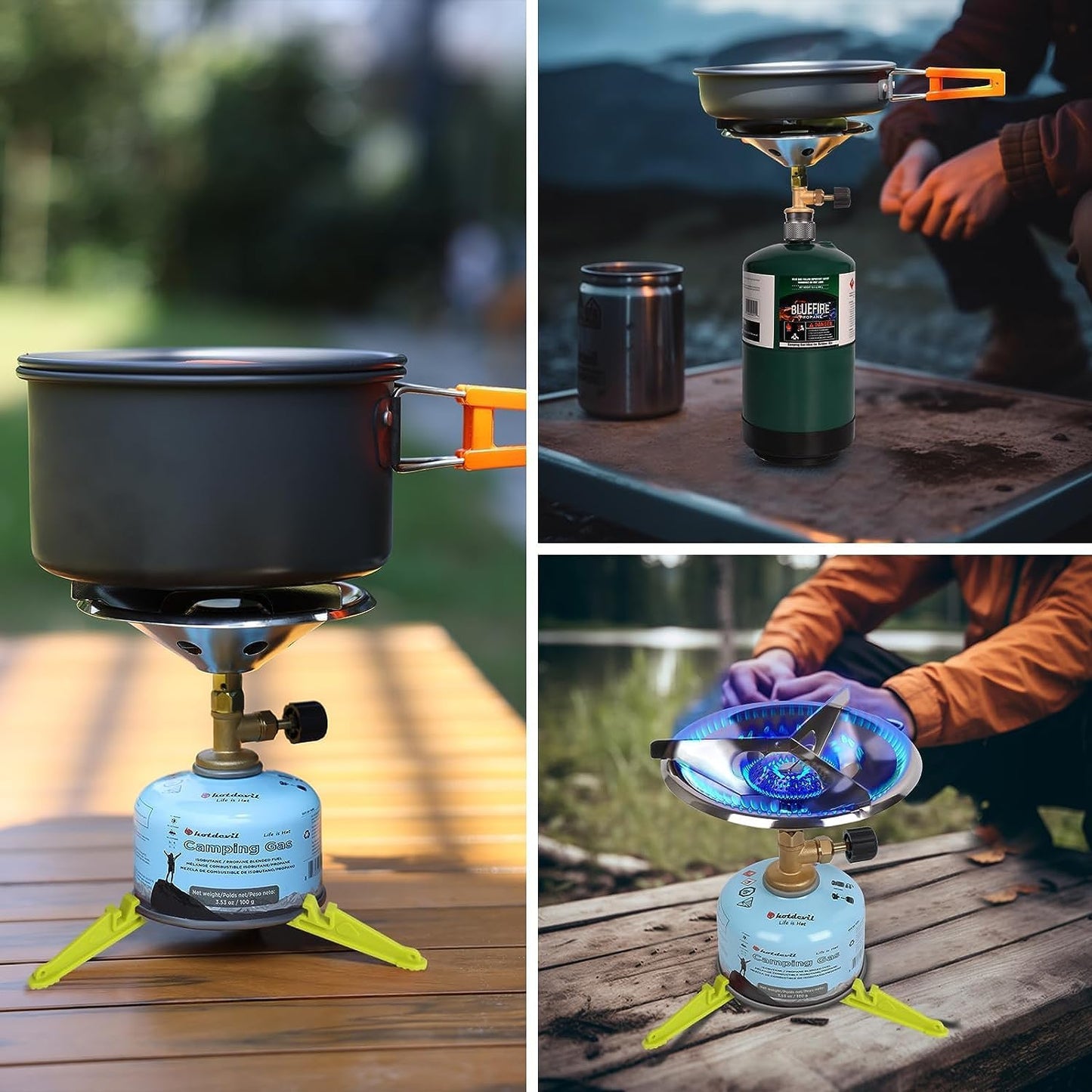 Portable Camping Stove Burner with Canister Stand, Single Burner Backpack Stove (Gas Canister Not Included) for Hiking & Camping