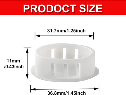 30Pcs 1-1/4 Inch (32Mm) White Hole Plugs, Plastic round Flush Type Panel Plugs Fastener Cover for Furniture Protectors