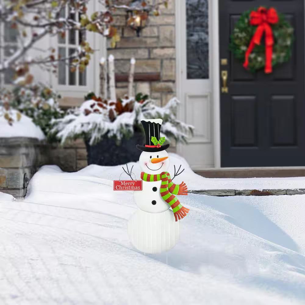 40 In. H Metal Snowman Christmas Yard Decor Yard Stake